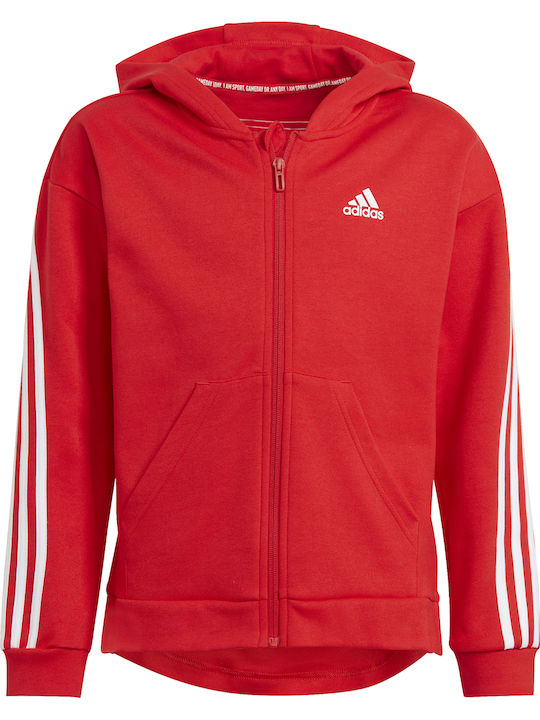 adidas Παιδική Ζακέτα Φούτερ 3-Stripes Κόκκινη