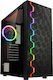 Kolink Inspire K8 Gaming Midi Tower Computer Case with Window Panel and RGB Lighting Black