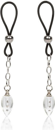 Calexotics Nipple Play Non-Piercing Nipple Jewelry Crystal Teardrop Cleme pentru Sfârcuri în Culoare Argintiu