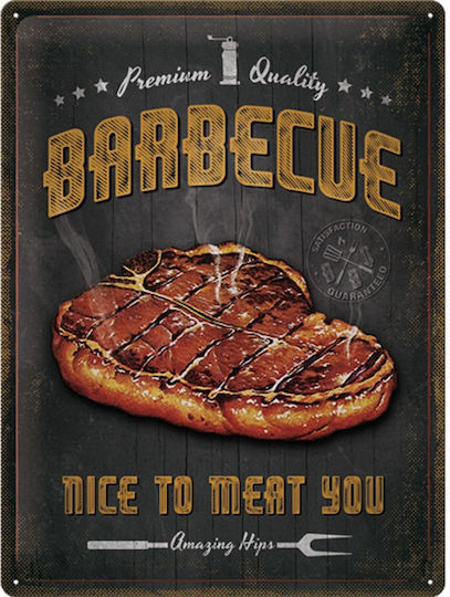 Nostalgic Art 3D Διακοσμητική Πινακίδα Barbecue Nice To Meat You Χειροποίητη από Μέταλλο 30x40cm
