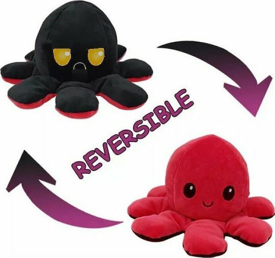 Plush Reversible Octopus Red/Black 12 cm