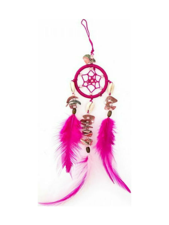 Synchronia Decorativ Dreamcatcher din Tesatura Με Κοχύλια Fuchsia 6x6x27cm 1pcs