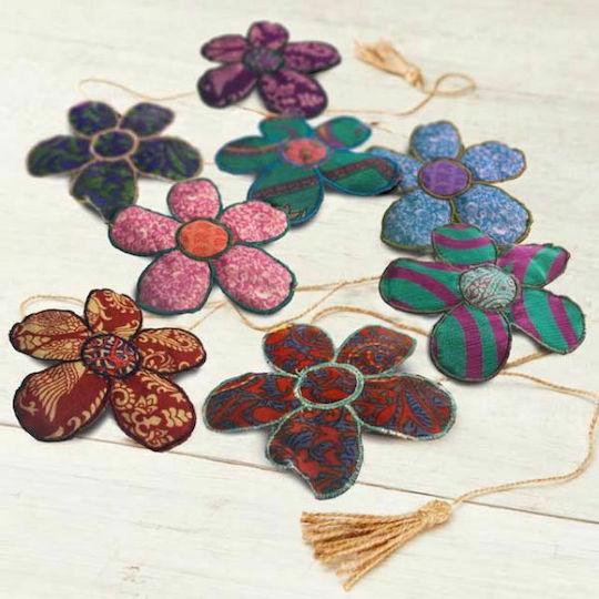Synchronia Decorative Garland Garland Flowers Handmade Multicolour Wooden 110x110cm