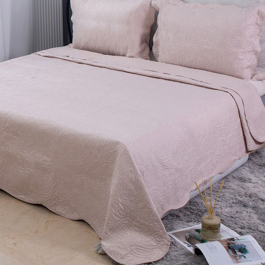 Silk Fashion Solid Set Coverlet Single from Cotton & Polyester Camel 160x220cm 2pcs