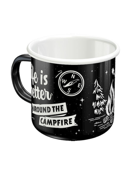 Nostalgic Art Outdoor & Activities Life Is Better Around The Campfire Enamel Cup Black 360ml