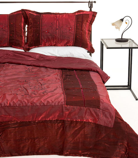 Silk Fashion 10507 Set Coverlet Single Cotton Satin Red 160x220cm 2pcs