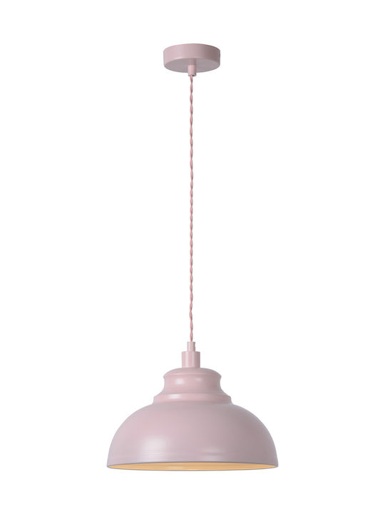 Lucide Lightning Vintage Κρεμαστό Φωτιστικό Μονόφωτο με Ντουί E27 σε Ροζ Χρώμα