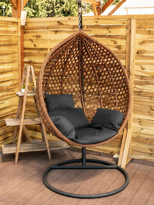 Κούνια Φωλιά με Βάση και Μαξιλάρι Rattan Cappuccino Μ120xΠ107xΥ200cm