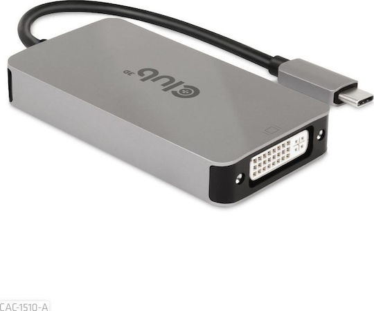 Club3D Μετατροπέας USB-C male σε DVI-D female Ασημί 1τμχ CAC-1510-A