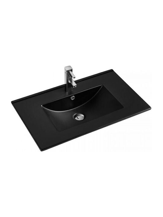 Karag LT 7506-75 Undermount Sink Porcelain 76x47x18cm Black Matt