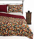 Silk Fashion Chess Set Coverlet Single Brown 160x220cm 2pcs