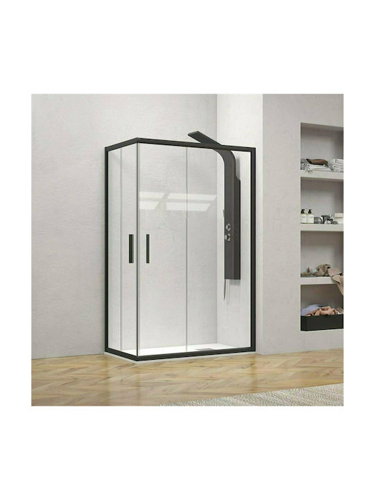 Karag Efe 100 NR-10 Καμπίνα Ντουζιέρας με Συρόμενη Πόρτα 110x130x190cm Clear Glass Nero