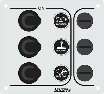 Lalizas SP3 Economy Boat Switch with Panels Πίνακας Ελέγχου Inox με 3 Στεγανούς Διακόπτες 12/24V