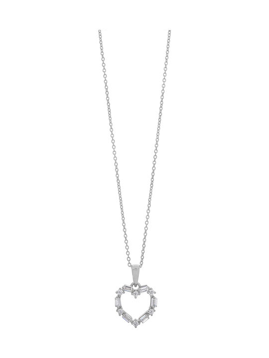 Prince Silvero Halskette mit Design Herz aus Silber mit Zirkonia