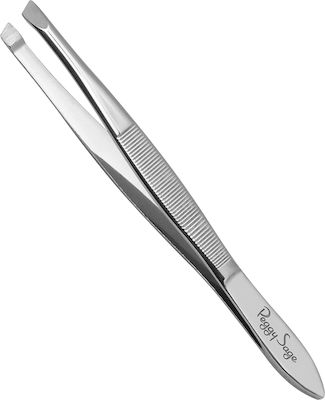 Peggy Sage Eyebrow Tweezer with Straight Tip Flexible Silver 9cm 1pcs