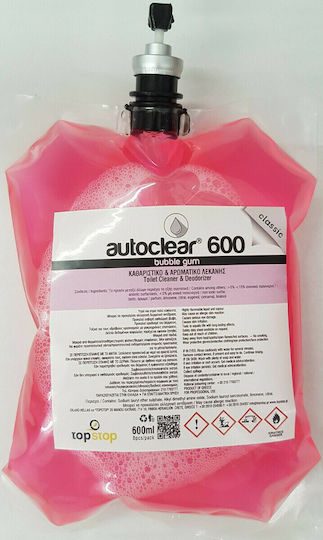 Επαγγελματικό Topstop Autoclear Υγρό Καθαριστικό Λεκάνης Ανταλλακτικό με Άρωμα Bubble Gum 600ml