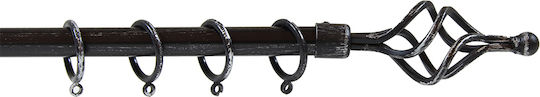 Keskor Extendable Metallic Curtain Pole 02091 Single Φ19mm 120-210cm Black - Silver