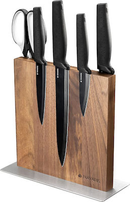 Navaris Double Sided Wooden Magnetic Knife Holder Magnetic Knives Stand Wooden