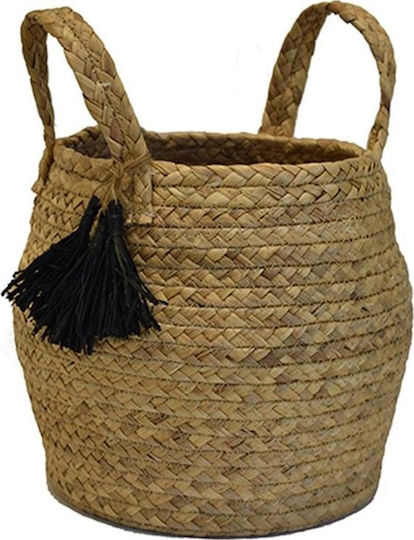 Atmosphera Tilos Decorative Basket Wicker with Handles Brown 30x30x24cm