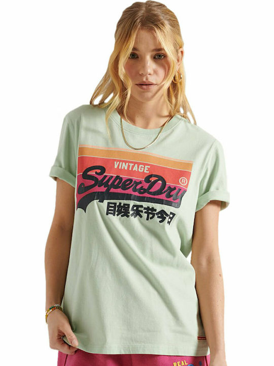 Superdry Vintage Logo Cali Lightweight Women's T-shirt Pastel Green