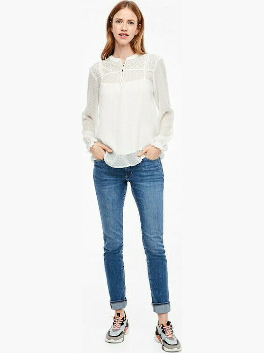 S.Oliver Damen Bluse Langärmelig Weiß