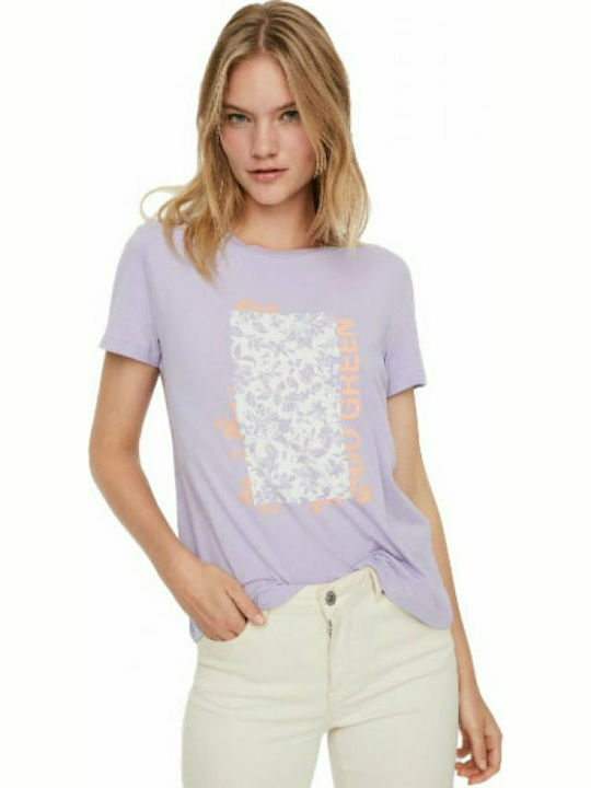 Vero Moda Γυναικείο T-shirt Λιλά με Στάμπα