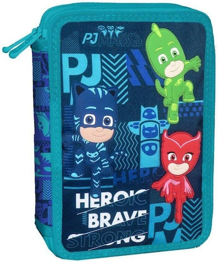 Diakakis Pj Masks Pencil Case Full 31pcs with 2 Compartments Blue
