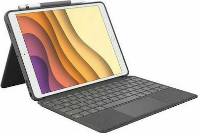 Logitech Combo Touch Flip Cover Υφασμάτινο με Πληκτρολόγιο Γκρι (iPad 2019/2020/2021 10.2'')