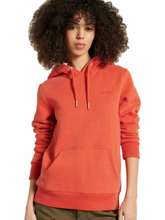 Superdry Orange Label Classic Lung Hanorac pentru Femei Cu glugă Portocaliu