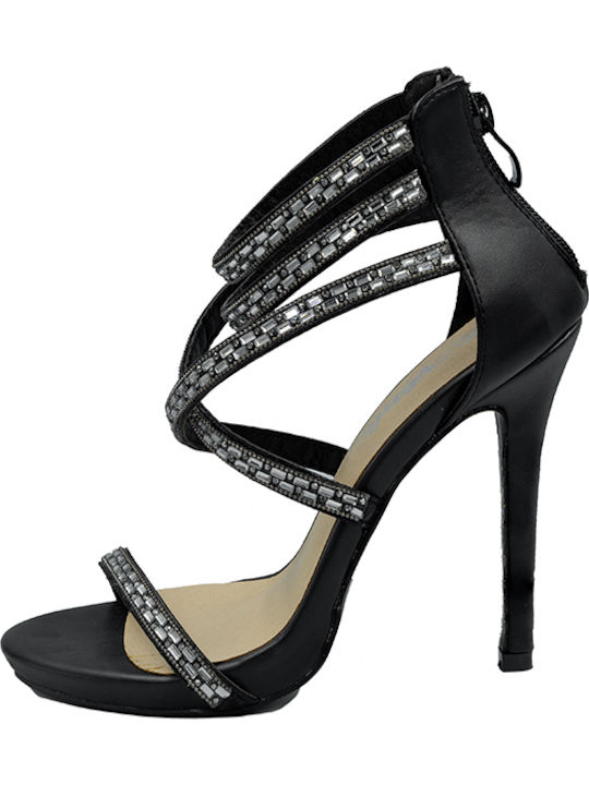 Sandalen mit Strass Schwarz