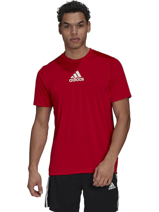 Adidas Αθλητικό Ανδρικό T-shirt Κόκκινο με Λογότυπο