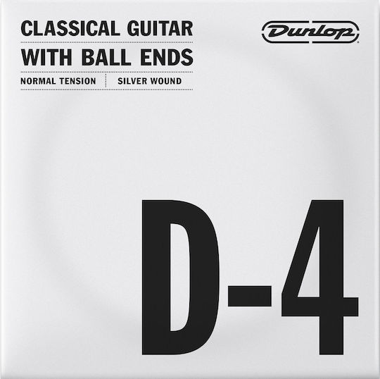 Dunlop Classical Normal Ball End Single String Silver Plated for Classical Guitar D (Re) No4