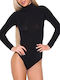 Lingerie Long Sleeve Turtleneck Bodysuit Black