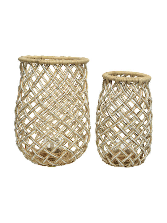 Kaemingk Lanterns Set Bamboo Floortop Beige 2pcs