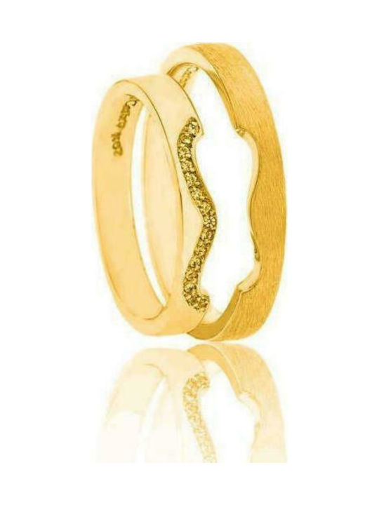 Fa Cad'oro Ehering-Set aus Gelb Gold 14K mit Diamant
