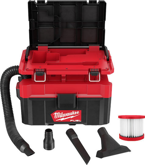 Milwaukee 4933478187 Rechargeable Vacuum Wet / Dry Without Charger and Battery with Plastic Bin 9.5lt