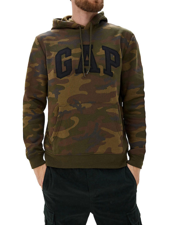 GAP Herren Sweatshirt mit Kapuze und Taschen Khaki