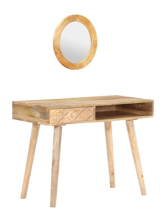 Makeup Dressing Table of Solid Wood with Mirror 100x50x76cm