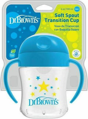 Dr. Brown's Soft Spout Transition Cup Educational Sippy Cup Plastic with Handles Stars for 6m+m+ 180ml