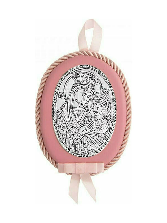 Prince Silvero Ασημένια Εικόνα Νεογέννητου Παναγίτσα Heilige Ikone Kinder Amulett mit der Jungfrau Maria aus Silber MA-D509-LR