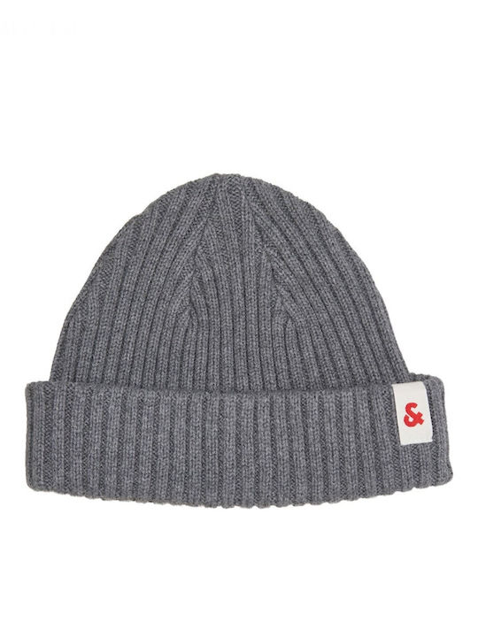 Beanie Ανδρικός Σκούφος με Rib Πλέξη σε Γκρι χρώμα