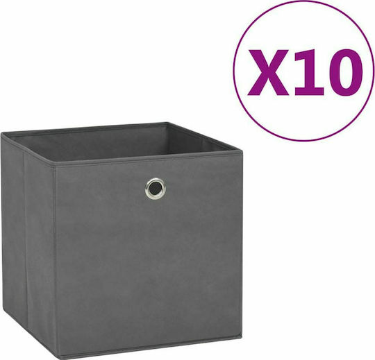 vidaXL Υφασμάτινο Κουτί Αποθήκευσης Γκρι 28x28x28cm 10τμχ