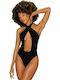 Obsessive Halterneck Open Back Swimsuit Acantila OB6100 Black