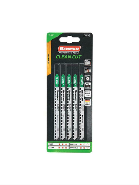 Benman 71857 Λάμες για Ξύλο 115mm 5τμχ