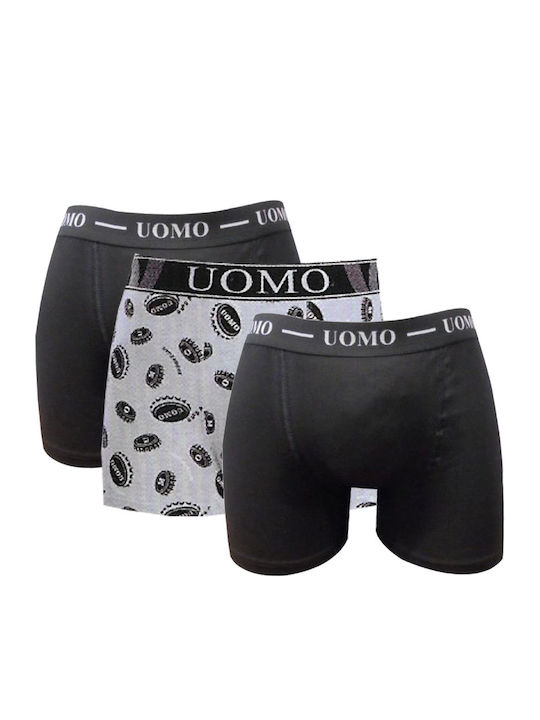 1012 Men's Printed Boxers Gray 3Pack