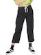 Women's High-waisted Fabric Cargo Trousers Wide Line Black