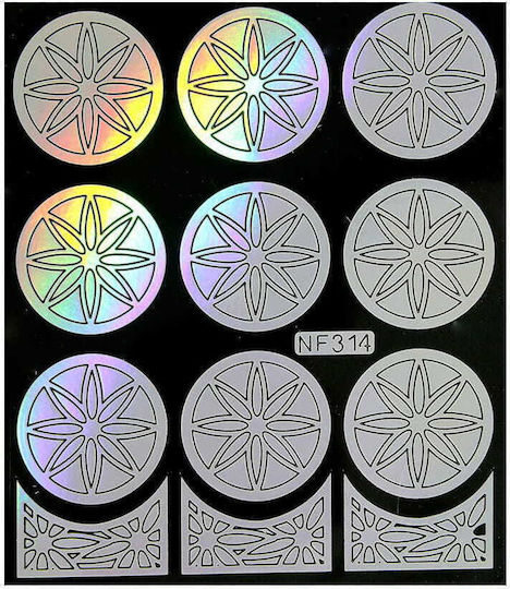 UpLac Stencil Holo 314 Briefmarken für Nägel in Silber Farbe