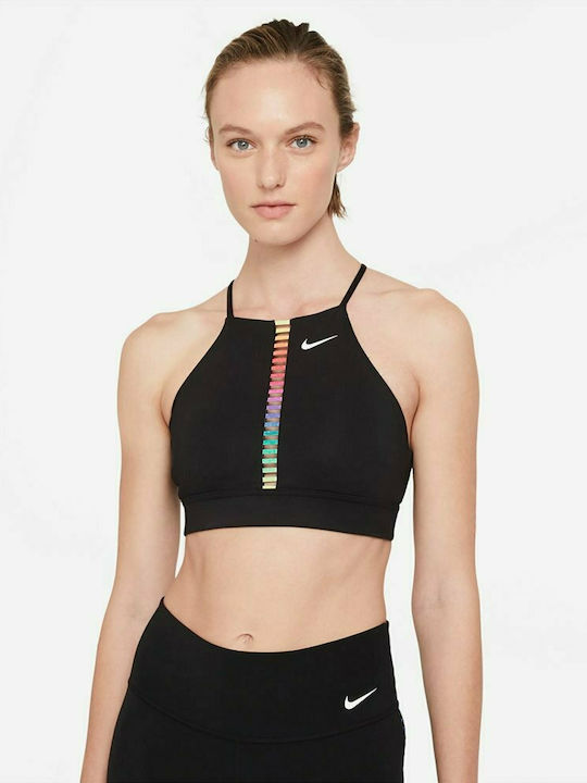 Dri-Fit Indy Rainbow Ladder Γυναικείο Αθλητικό Μπουστάκι Μαύρο με Αφαιρούμενη Ενίσχυση