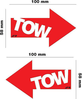 Simoni Racing Car Stickers ''TOW'' 10 x 5.8cm in Red Colour 2pcs