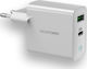 RealPower Φορτιστής Χωρίς Καλώδιο με Θύρα USB-A και Θύρα USB-C Λευκός (PC-20)